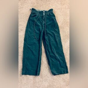 Pilcro Green Wide Leg  Button-Accent Pants